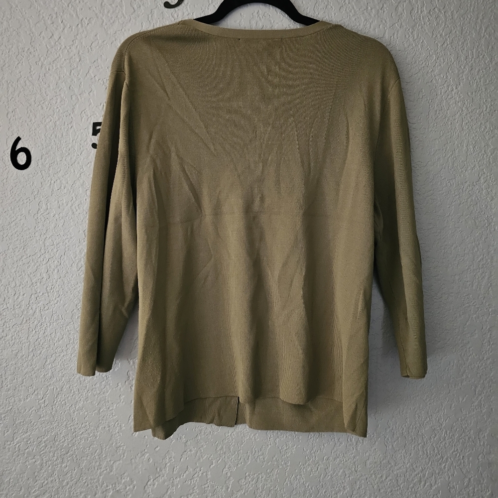 Cable And Gauge Cardigan Button Up Women Sz 1x Long Sleeve Shirt Brown Crew - Picture 3 of 7